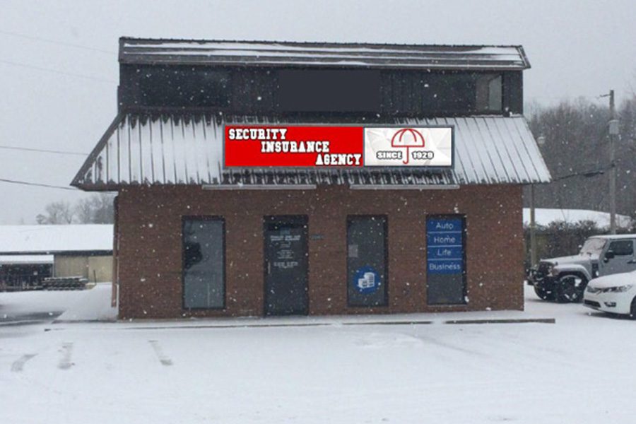 Oneida, TN Insurance - Security Insurance Agency Office in Oneida, TN on a Snowy Day